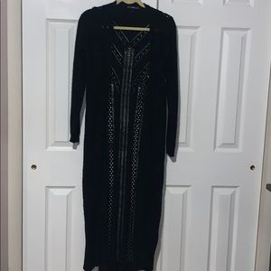 Black distressed long cardigan